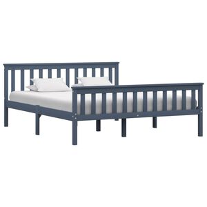 vidaXL Bed Frame without Mattress Grey Solid Pinewood 160x200 cm