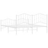 vidaXL Metal Bed Frame without Mattress with Footboard White 183x213cm