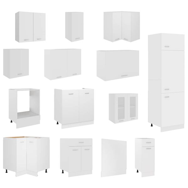 vidaXL 14 Piece Kitchen Cabinet Set Lyon White Engineered Wood