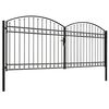 vidaXL Fence Gate Double Door with Arched Top Steel 400x175 cm Black