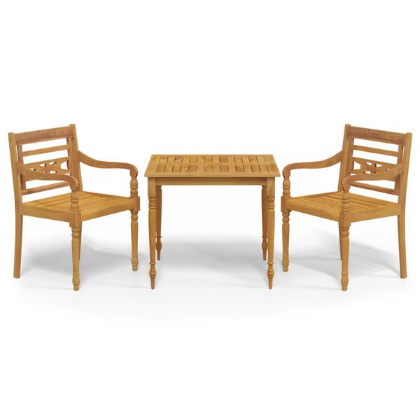 vidaXL 3 Piece Garden Dining Set Solid Wood Teak