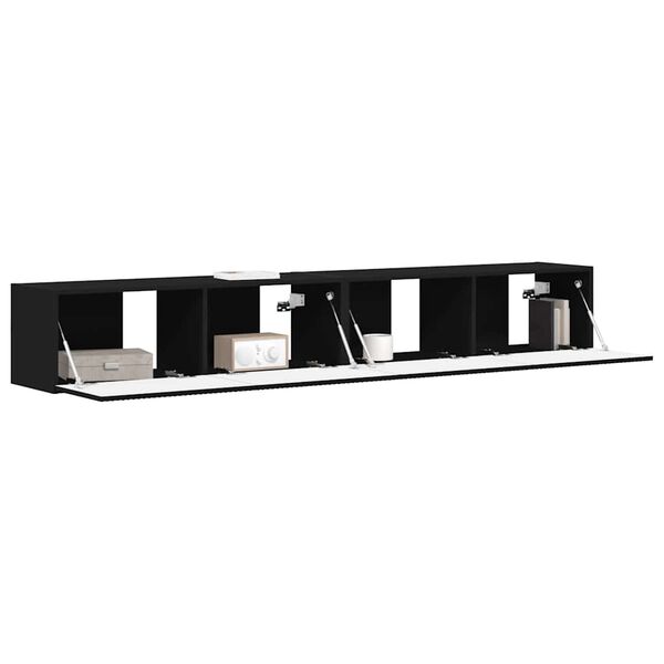 vidaXL TV Wall Cabinet 2 pcs Black 98 x 31 x 29.5 cm Engineered Wood