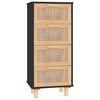 vidaXL Sideboard Black 40x30x90 cm Solid Wood Pine and Natural Rattan