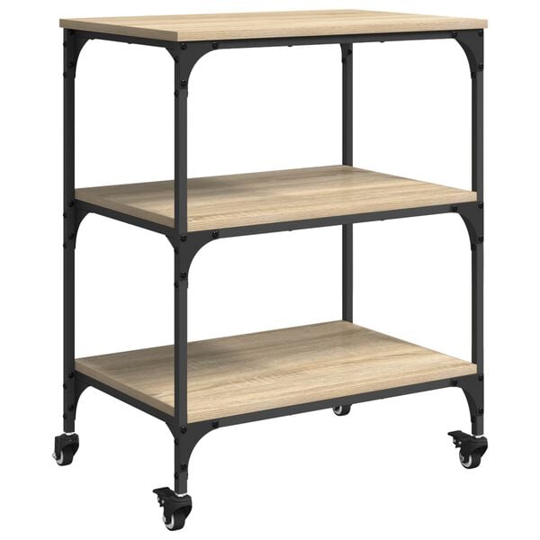 vidaXL Kitchen Trolley Sonoma Oak 60 x 41 x 76 cm Engineered Wood
