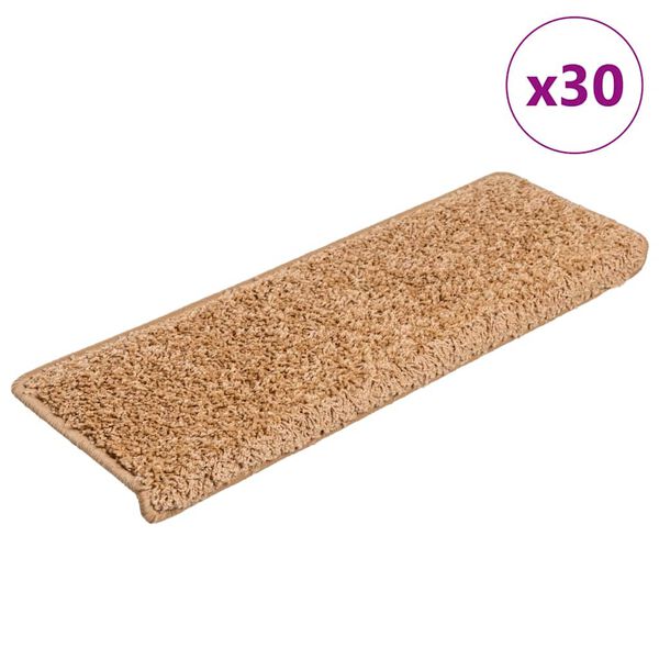 vidaXL Stair Mats 30 pcs 65x21x4 cm Beige Rectangular Edge