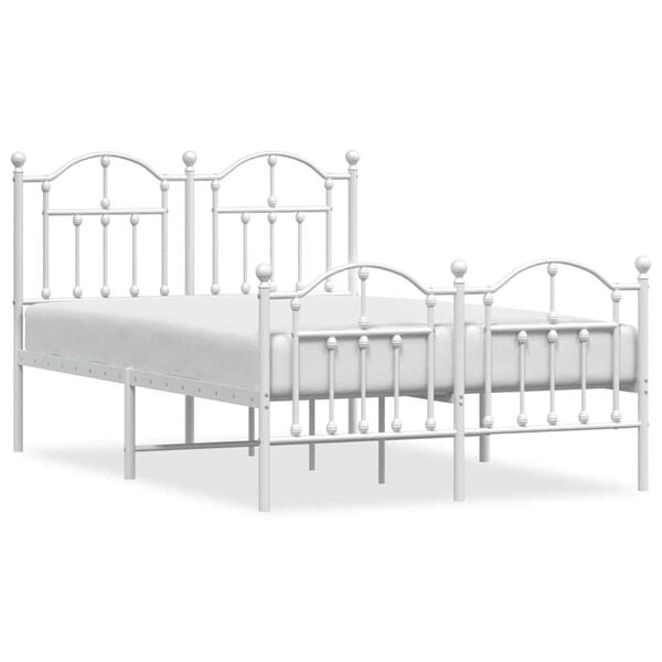 vidaXL Metal Bed Frame without Mattress with Footboard White 120x200cm