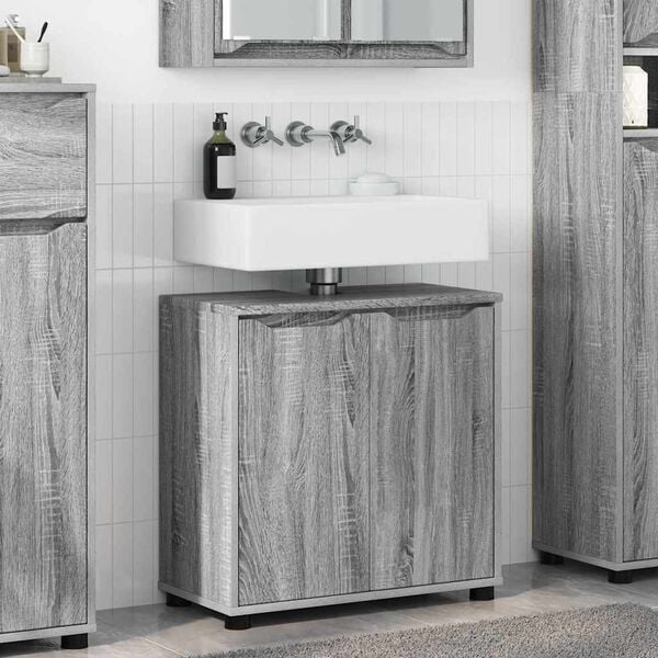 vidaXL Bathroom Basin Cabinet with Shelf Grey Sonoma 60 x 30 x 60 cm