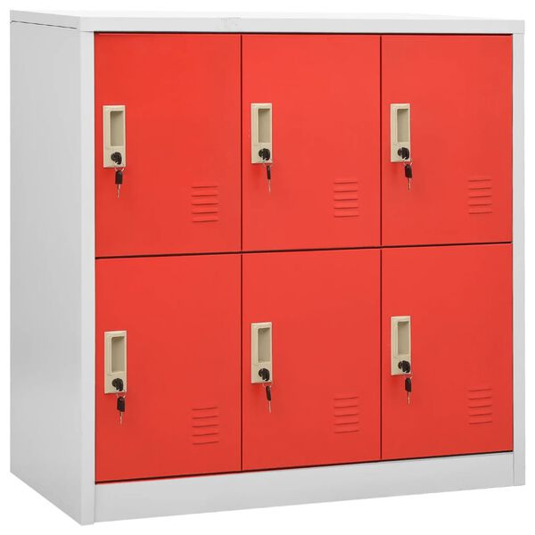 vidaXL Locker Cabinets 2 pcs Light Grey and Red 90x45x92.5 cm Steel