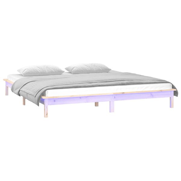 vidaXL LED Bed Frame without Mattress 160x200 cm Solid Wood