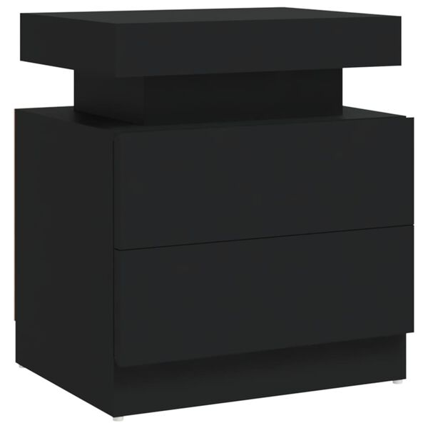 vidaXL Bedside Cabinet Black 45x35x52 cm Engineered Wood