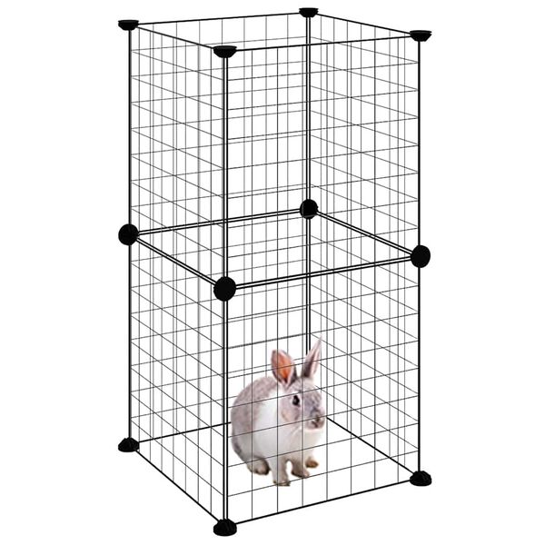 vidaXL 8-Panel Pet Cage Black 35x35 cm Steel