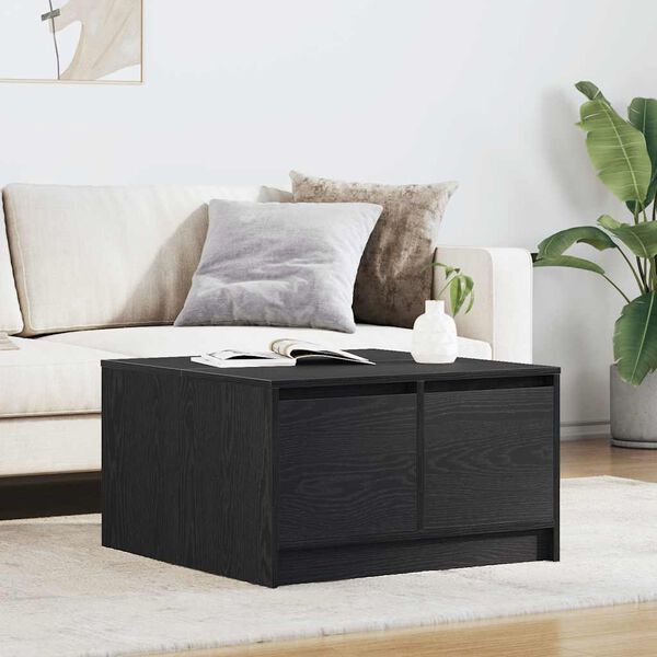 vidaXL Coffee Table with Drawers Black Oak 70.5x70x40 cm