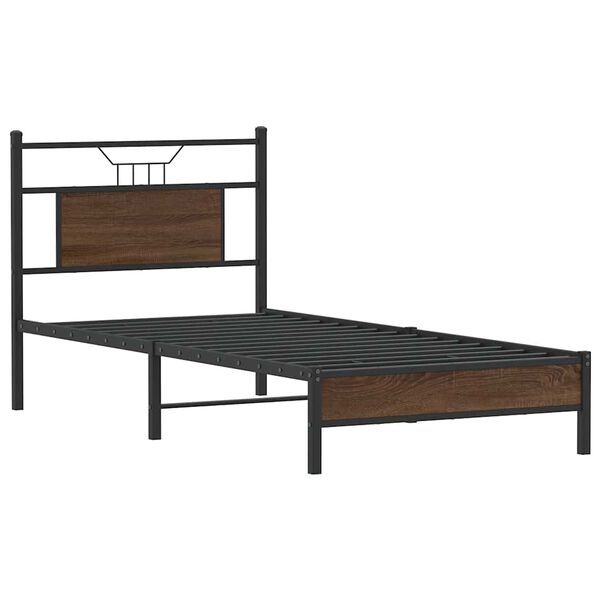 vidaXL Bed Frame without Mattress Brown Oak 90x200 cm Engineered Wood