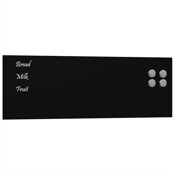 vidaXL Wall-mounted Magnetic Board Black 60x20 cm Tempered Glass