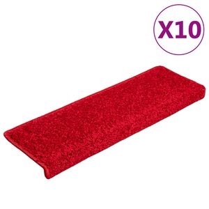 vidaXL Stair Mats 10 pcs 65x21x4 cm Red Rectangular Edge