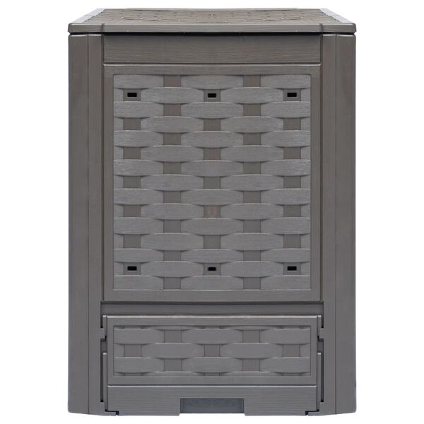 vidaXL Garden Composters 2 pcs Brown 60x60x83 cm 600 L Plastic Rattan