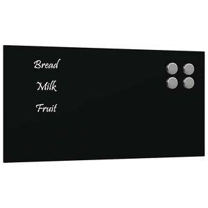 vidaXL Wall-mounted Magnetic Board Black 40x20 cm Tempered Glass