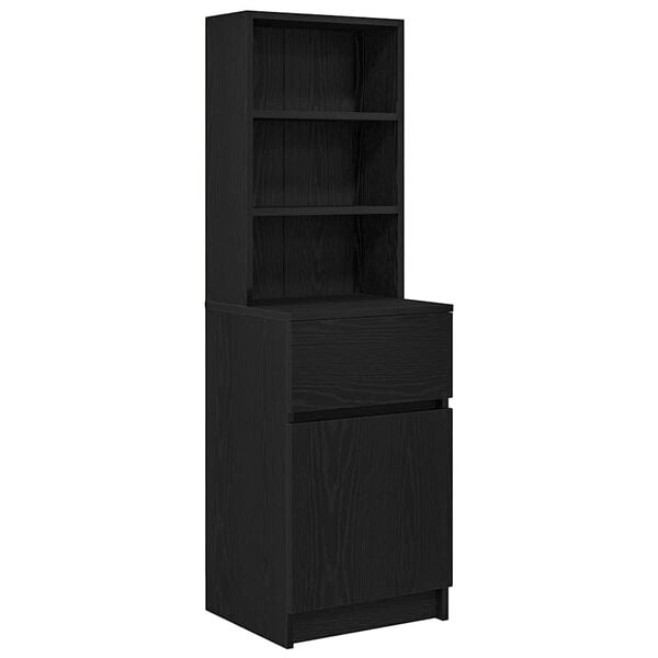 vidaXL Bedside Cabinet Black 39x35x125 cm Engineered Wood