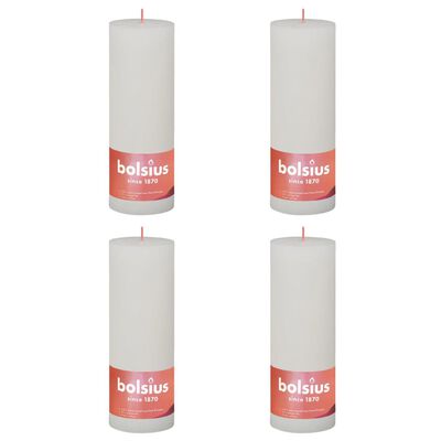 Bolsius Rustic Pillar Candles Shine 4 pcs 190x68 mm Cloudy White