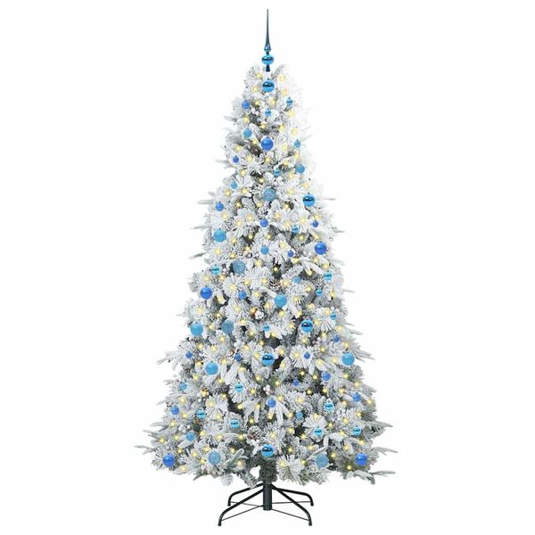 vidaXL Artificial Hinged Christmas Tree White 210 cm PE and PVC