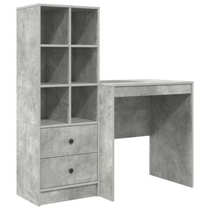 vidaXL Desk with Drawer with Shelf with Storage 2 pcs Concrete Grey