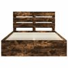 vidaXL Bed Frame Smoked Oak 140 x 200 cm Solid Pine Wood