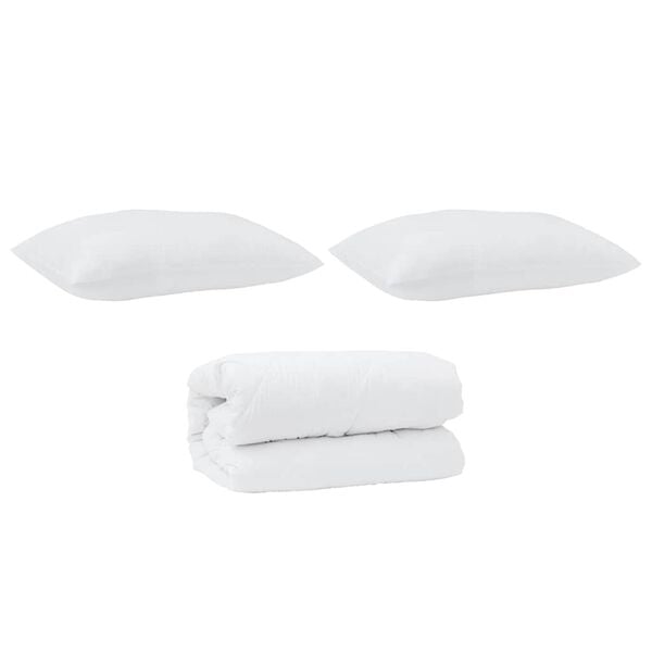 vidaXL Duvet with Pillow 3 pcs White Microfibre