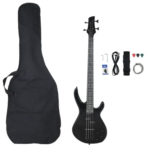 vidaXL Electric Bass Guitar for Beginner with Bag Black 4/4 46"