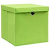 vidaXL Storage Boxes with Lids 10 pcs Green 32x32x32 cm Fabric