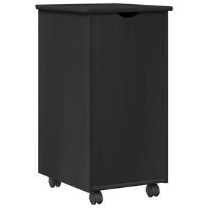 vidaXL Rolling Cabinet Black 34 x 39 x 65.5 cm Solid Pine Wood