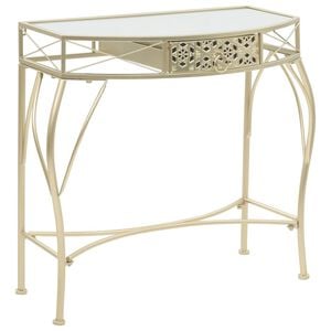 vidaXL Side Table | Gold | Metal, Glass | 82 x 39 x 76 cm | Decorative Inlays