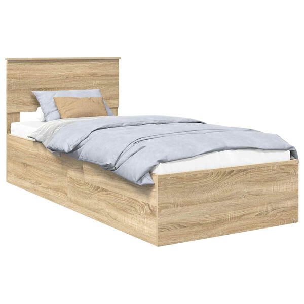 vidaXL Bed Frame with Headboard Sonoma Oak 75 x 190 cm Engineered Wood