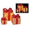 HI LED Illuminated Christmas Giftbox with Red Ribbons 3 pcs