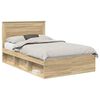 vidaXL Bed Frame with Headboard Sonoma 120 x 190 cm Solid Pine Wood