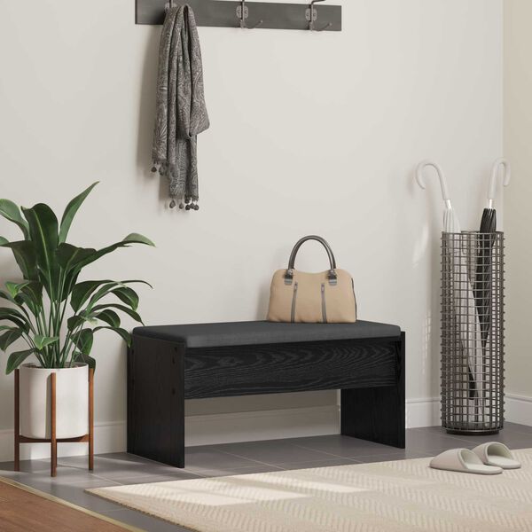 vidaXL Hall Bench with Cushion Black Oak 83 x 38 x 40 cm
