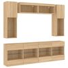 vidaXL 6 Piece TV Wall Cabinet Set with LED Lights Sonoma Oak