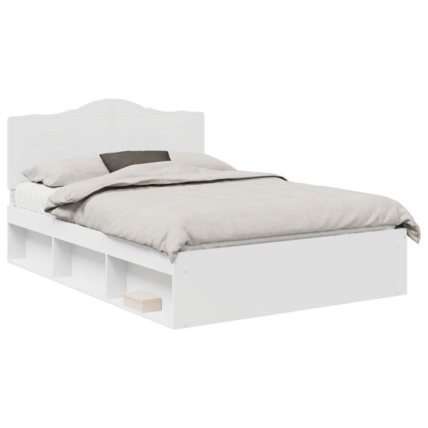 vidaXL Bed Frame with Headboard White 160 x 200 cm Solid Pine Wood