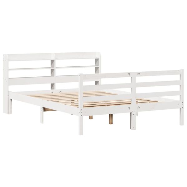 vidaXL Bed Frame with Headboard without Mattress White 135x190 cm Double