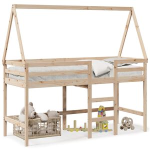 vidaXL Loft Bed with Ladder and Roof without Mattress 90x200 cm