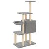 vidaXL Cat Tree with Sisal Scratching Posts Light Grey 131 cm