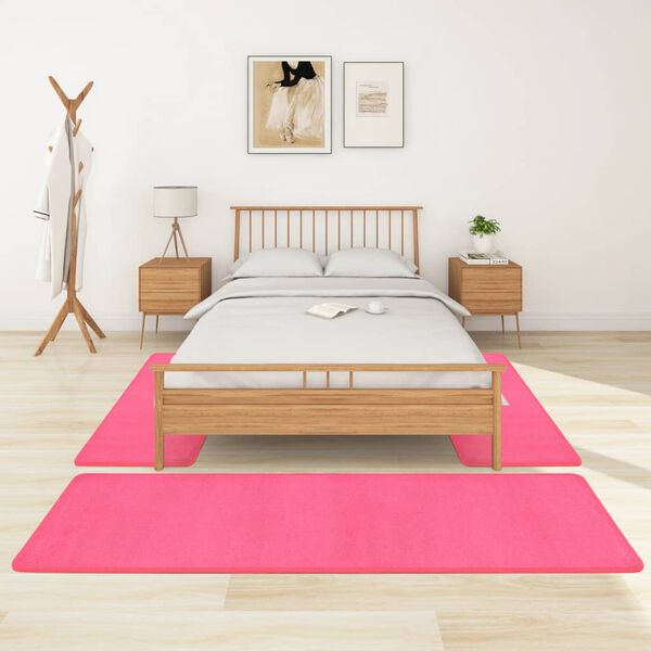 vidaXL Bed Carpets Shaggy High Pile 3 pcs Pink