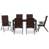 vidaXL Garden Dining Set Height-Adjustable 7 pcs Brown Poly rattan