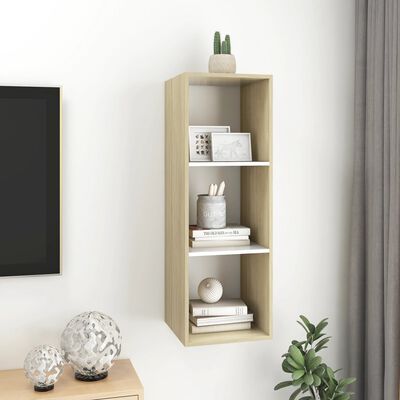 vidaXL Wall-mounted TV Cabinet Sonoma Oak and White 37x37x107 cm Engineered Wood