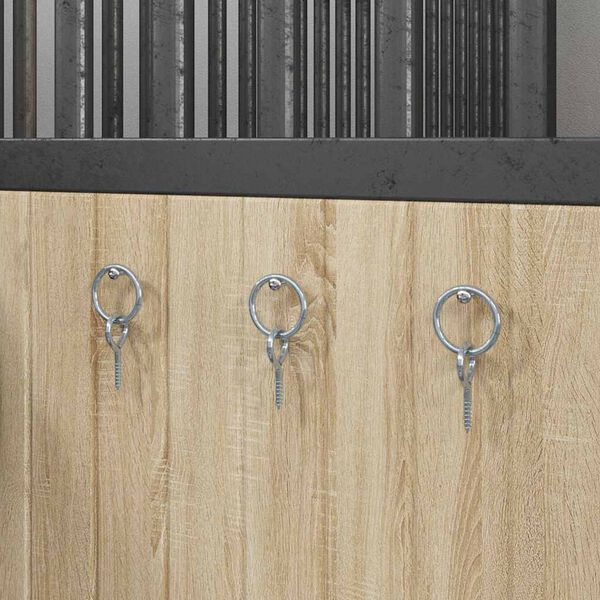 vidaXL Horse Tie Rings with Eye Screws 3 pcs Silver Steel