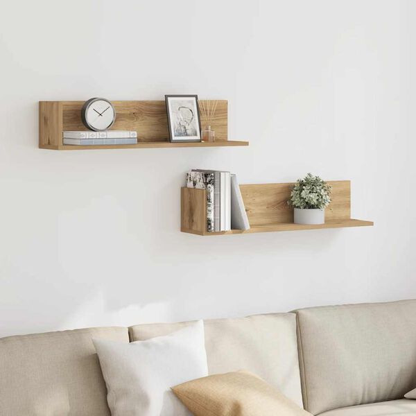 vidaXL Wall Shelves 2 pcs Artisan Oak 75x16.5x16.5 cm Engineered Wood