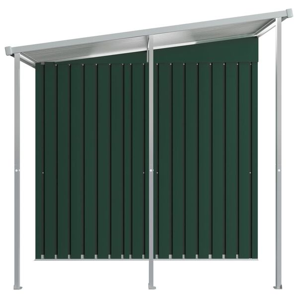 vidaXL Garden Shed with Extended Roof Green 346x193x181 cm Steel