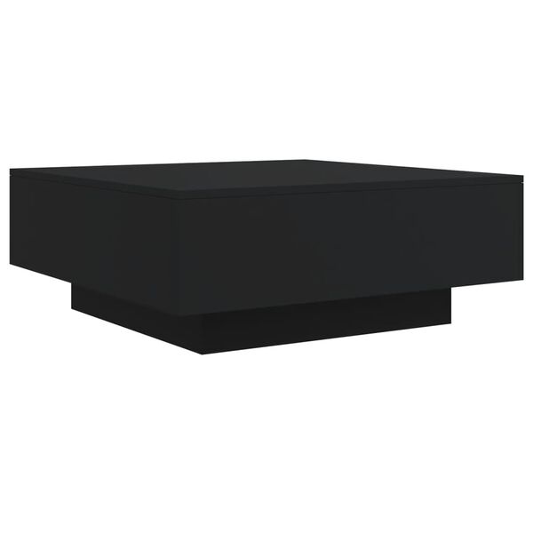 vidaXL Coffee Table with LED Lights Black 80x80x31 cm