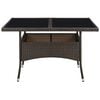 vidaXL Outdoor Dining Table Brown Poly Rattan and Glass