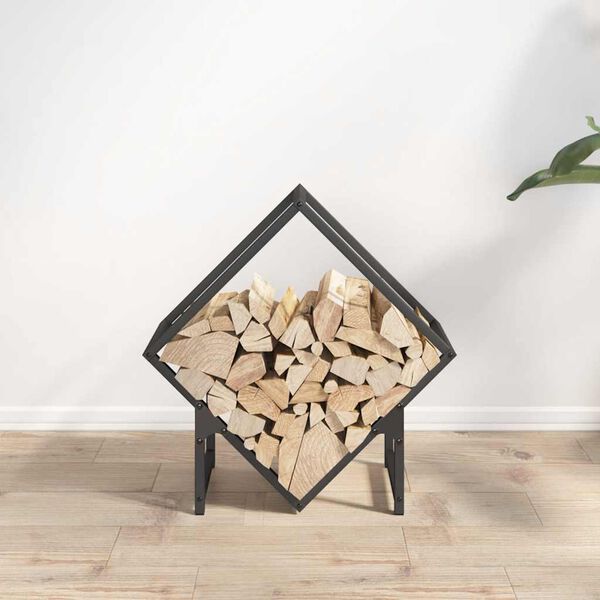 vidaXL Firewood Rack Black 50x25x50 cm Cold-rolled steel
