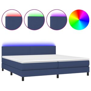 vidaXL Box Spring Bed with Mattress&LED Blue 200x200cm Fabric